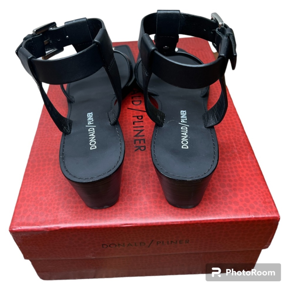 Donald J. Pliner Dena Black Leather Sandals Size 8 - Picture 6 of 8